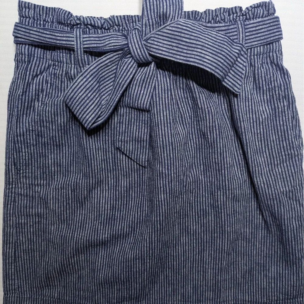 J.Crew Re Imagined Stripe Paperbag Waist Skirt‎ Tie Belt Blue XXS